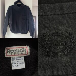 VINTAGE 80s 90s | REEBOK TURTLENECK EMBROIDERED LOGO STREETWEAR SWEATSHI…